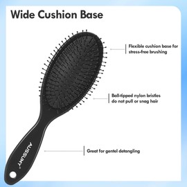 Air Cushion Detangling Hair Brush - 2 Pack Detangler Hairbrush with Ultra Soft Bristles for Effortless Tangle Removal - For Wet Dry Damaged Curly Hair for Women Men Boys Girls Kids - Black & Pink