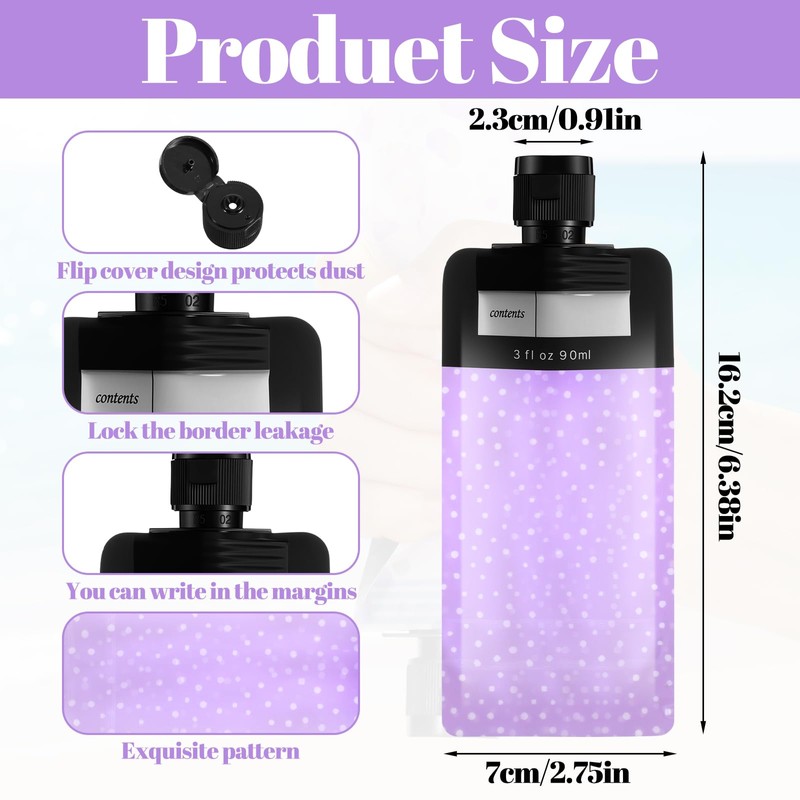 9PCS Travel Liquid Container Set - Refillable Travel Pouches for