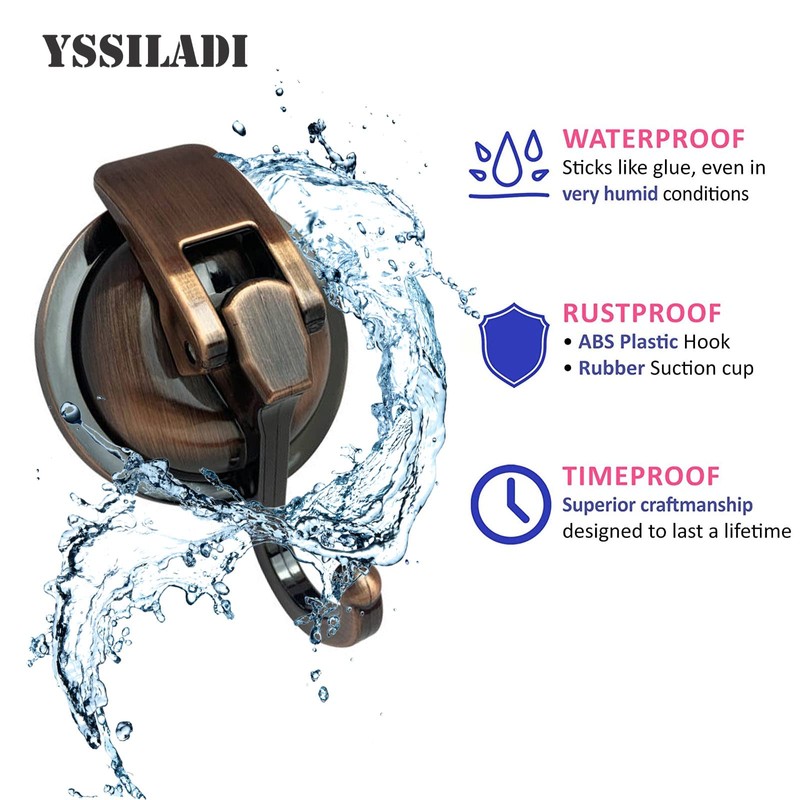 YSSILADI Heavy Duty Vacuum Suction Shower Hooks, Glass Suction Cup,