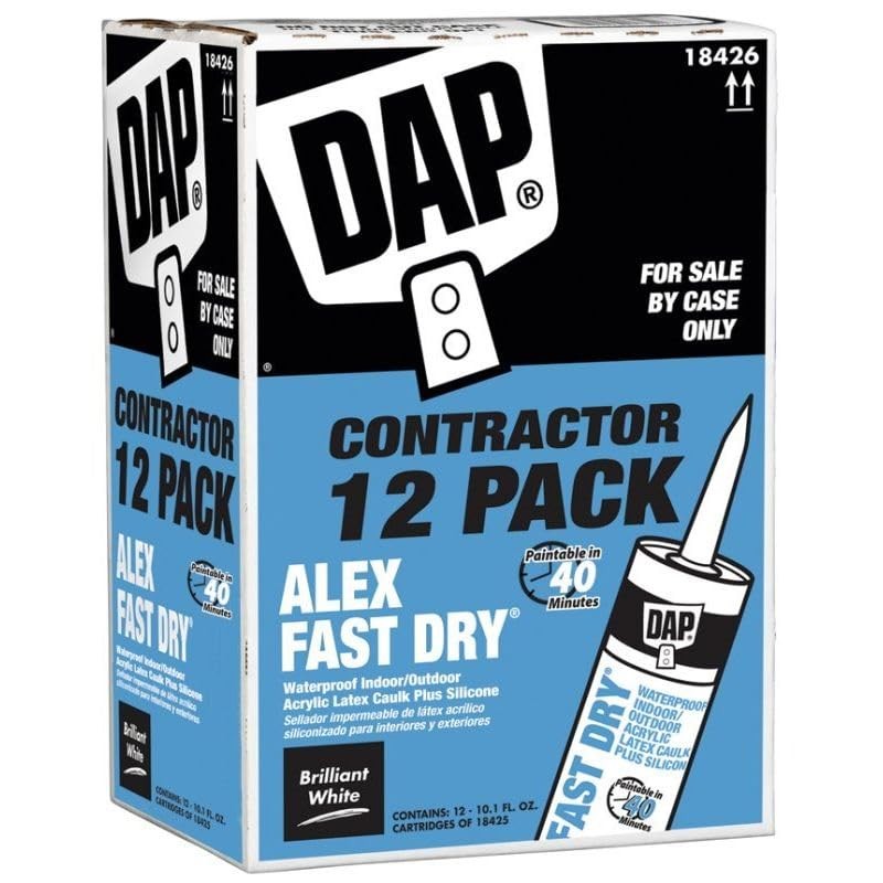 Acrylic Latex Caulk, Brilliant Wht, 10.1Oz DAP