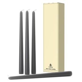 Pickood 10-Inch Tall Dripless Taper Candles Set of 4 - Black Gray Tapered Candles, Perfect for Spring - Smokeless, Unscented, Long Burning - Hand Poured, Colored Tall Candlesticks - Dark Gray