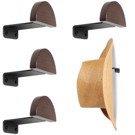 SEKSON Cowboy Hat Rack for Wall, 4 Pack Wooden Hat Holder, Wide Brim Hat Hooks, Wall Mount Hat Hanger for Baseball Caps, Fedoras, Straw Hats