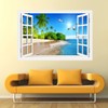 THNWSY 3D Self-Adhesive Painting Fake Window Wall Stickers Tropical Island