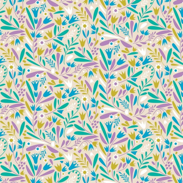 Camelot Fabrics Spring Birds Meadow Cream 100% Cotton Fabric by