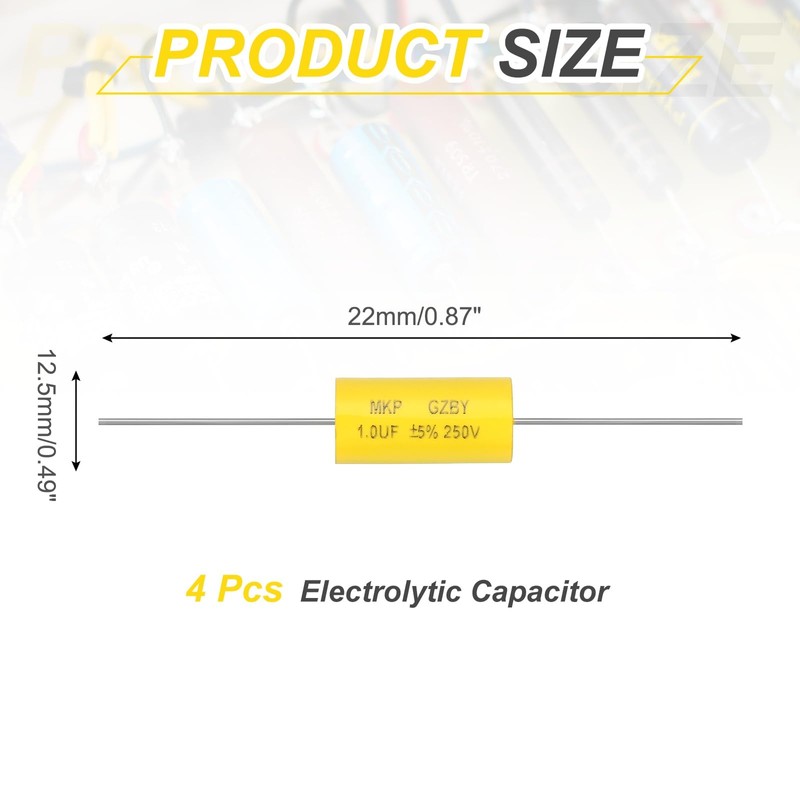 sourcing map 4Pcs 1uf Frequency Divider Capacitor, 250V Axial Audio