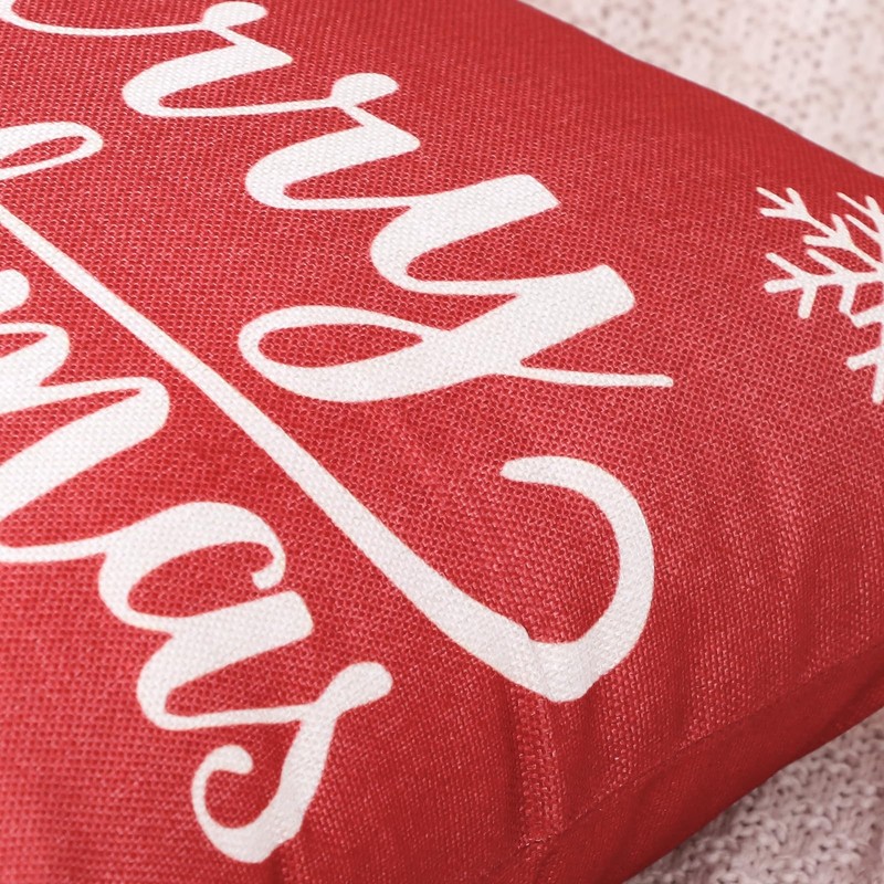 Ohok Set of 2 Christmas Cushion Covers, Polyester Linen, Double-Sided