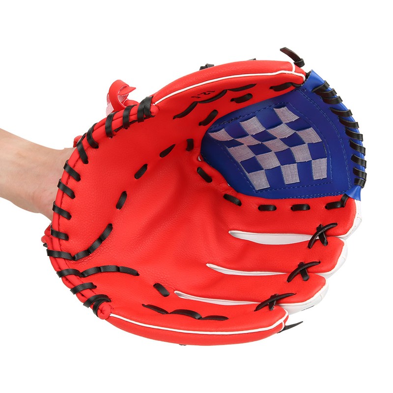 PU Leather Baseball Glove Practicing Training Competition Gloves for Children(Red