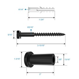 ZEKOO 2" Sliding Barn Door Hardware Track Spacers Replacement Assemblies Connecting Kit Adjustable Carbon Steel Connector with lag Bolts, Wall Anchor Pack of 4