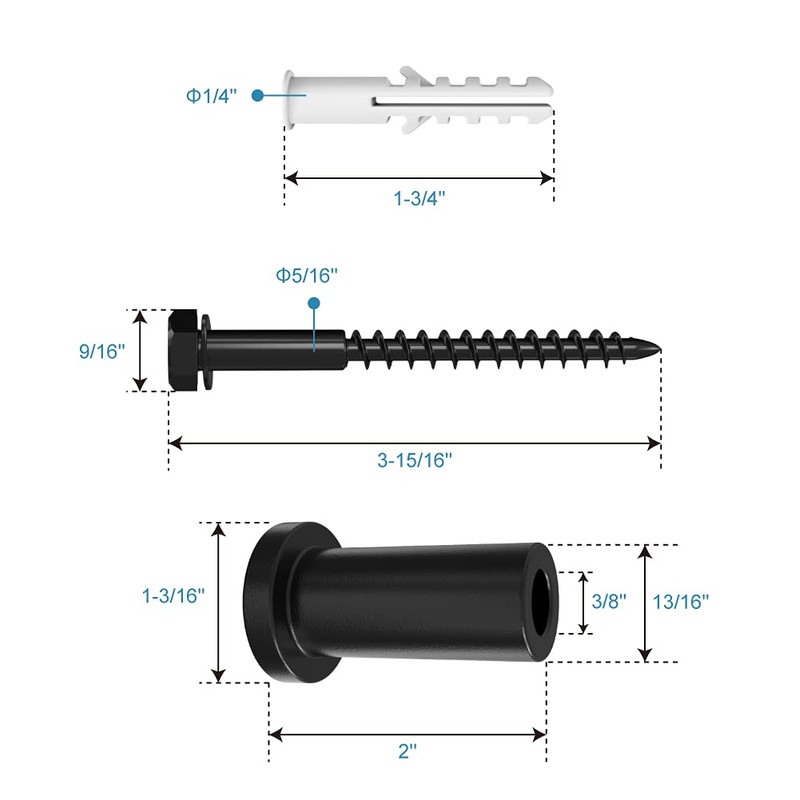 ZEKOO 2" Sliding Barn Door Hardware Track Spacers Replacement Assemblies