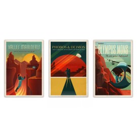 SPACE X MARS Sci-Fi Travel Posters (Lot of 3) Illustration, Premium Print 13x19"