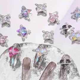 15Pcs Valentines Day Nail Charms for Nails 3D Glitter Heart Nail Rhinestone Gems Colorful Hearts Silver Nail Charms Nail Jewelry Manicure Kit Love Crystal Design for Women Acrylic Nails Decorations