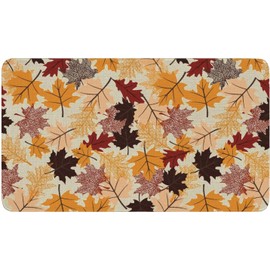 Dcohluk Welcome Fall Leaves Door Mat - Indoor Outdoor Non-Slip Fall Leaf Doormat Home Entryway Farmhouse Style Low-Profile Front Maple Leaves Rug for Outside Porch Entrance 30" x 17"