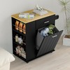 HQZX Rolling Kitchen Island with Trash Can Storage, Portable Kitchen