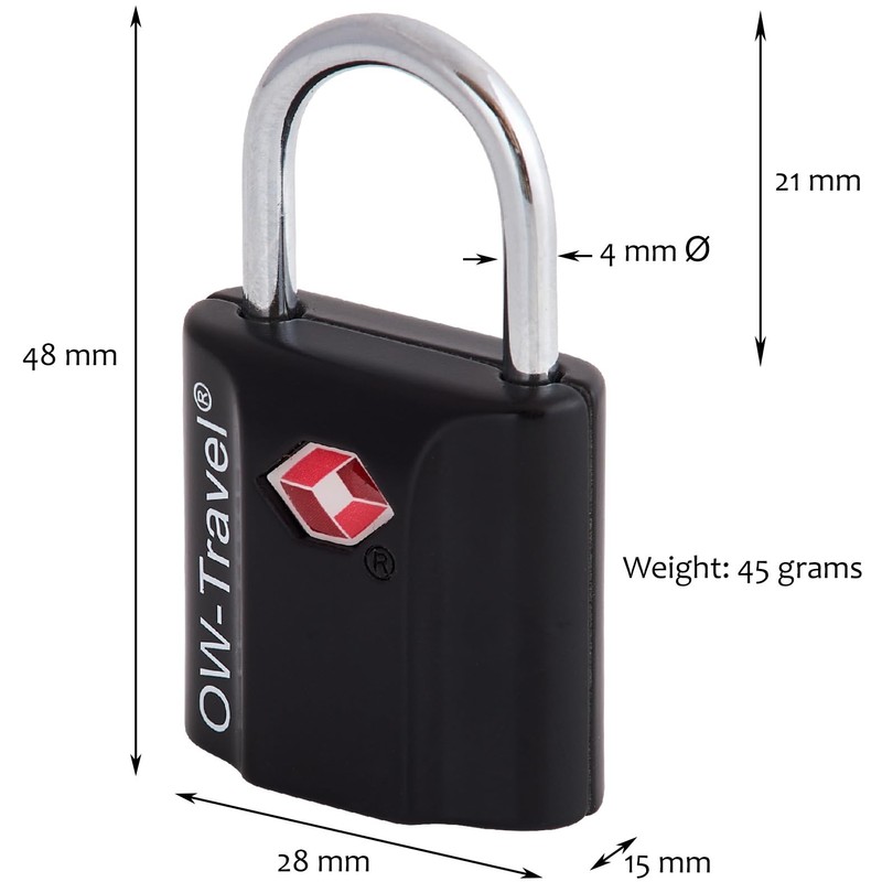 OW-Travel TSA Approved Luggage Locks Padlocks (2 Pack) Suitcase Locks