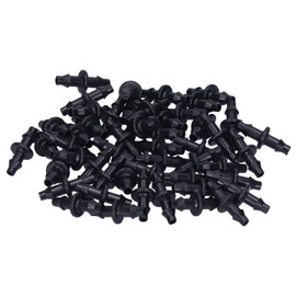 Deror 100pcs 4/7 Hose Connector 2 Way Watering Drip Connector for Garden Watering