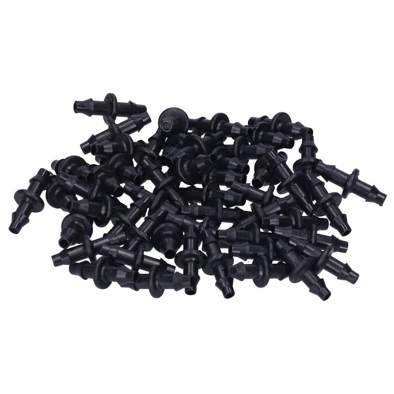 Deror 100pcs 4/7 Hose Connector 2 Way Watering Drip Connector