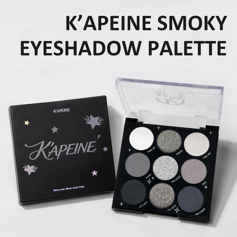 Smoky Grey Eyeshadow Palette Silver Glitter Cool-Toned Eye Makeup