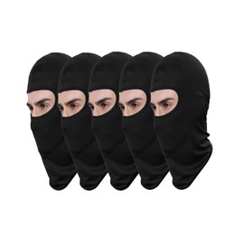Pack of 5 Black Ski Face Mask Men Sun Balaclava Dust Proof for Outdoor Riding Fishing Headgear