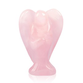 Natural Rose Healing Crystals,1.57 inch Quartz Crystal Angel Figurine Decor Pocket Guardian Angel Healing Stones Healing Crystal Gifts for The Person You Love ﻿