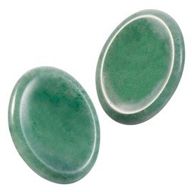 Nupuyai 2pcs Green Aventurine Oval Thumb Worry Stone Set, Energy Crystal Pocket Palm Stone for Healing Anxiety Stress Relief Reiki Therapy, 45x35mm