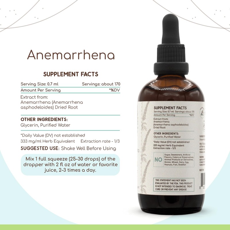 HerbEra Anemarrhena B120 Alcohol-Free Herbal Extract Tincture, Super-Concentrated Anemarrhena, Zhi