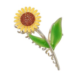 KEMMINTVN Flower Claw Clips for Women - 4.53” Gold Sunflower Hair Clip with Green Leaves, Decorative Metal Floral Hairpin, Vintage Shark Hair Accessory