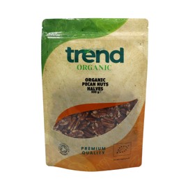 Trend Organic Pecan Nuts Halves - Perfect for Snacking, Baking, and Nutrient-Rich Recipes, Certified Organic, Vegan, Non-GMO, No Additives No Preservatives, High Fibre, High Protein, Raw, 500g