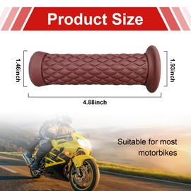 Augeny Motorcycle Hand Grips, 7/8" Vintage Non-Slip Rubber Handlebars, Soft Motorbike Thruster Grip for Hand Comfort, Universal Accessories for Motocross Scooter Dirt Bike (Brown)