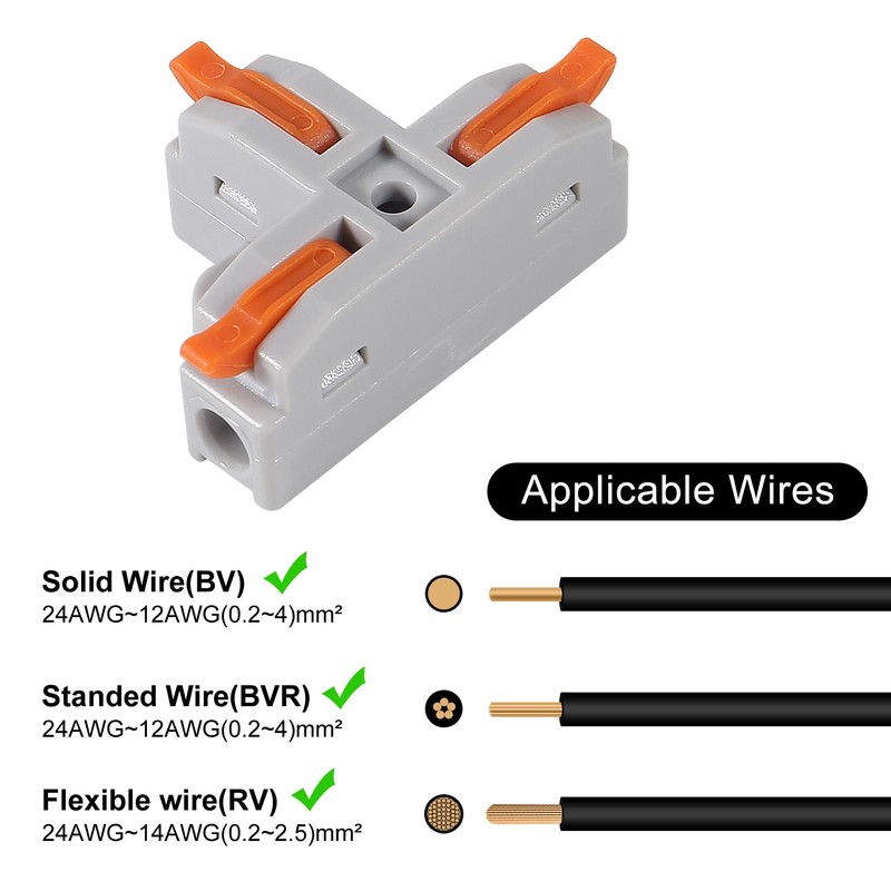 10Pcs Compact Wire Conductor Connector, T-Shape Lever Nut Wire Connector,