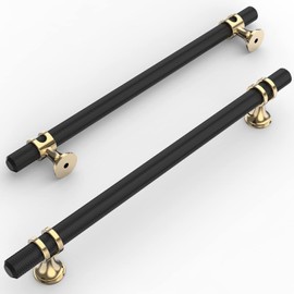 Amerdeco 10 Pack Knurled Matte Black Cabinet Pulls 7.5 Inch Hole Center Kitchen Cabinet Handles for Drawer Dresser, Cupboard and Wardrobe ZH0025