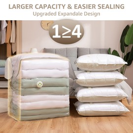 LEVERLOC 6 Pack Vacuum Storage Bags Space Saver Jumbo Wider Super Cube Bags, 40x28x18x18 Inch, Extra Large Vacuum Bags For Comforters Beddings Blankets Quilt Clothes