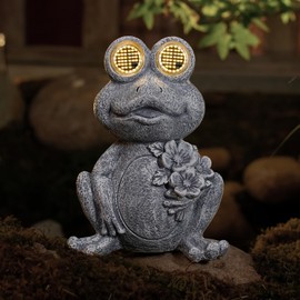 HHUWRUL Solar Powered Frog Statue Lights, Frog Figurines Outdoor Garden Decor, Outdoor Patio Decor, Patio Porch Lawn Backyard Decor, Gardening Birthday Gifts for Daughters and Moms