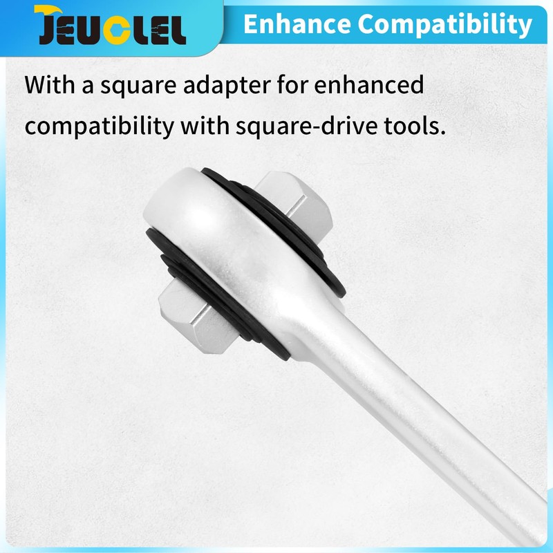 JEUCLEL 10.6-Inch Push through Ratchet, 1/2" Drive, 7.5° return angle,