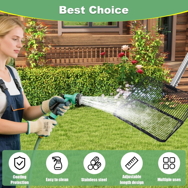 Qopaw Chicken Poop Scooper, 5-in-1 Large Adjustable Stainless Steel Long