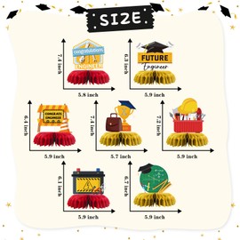Congrats Engineer Graduation Table Honeycomb Centerpieces, Future Engineer Party Table Toppers Engineer Degree Graduation Decoration Supplies Engineering Table Centerpieces 7 PCS