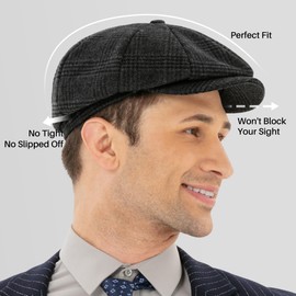 POUDAY Newsboy Hat for Men Newsboy Cap Irish Cap Newsies Cabbie Hat for Men Flat Winter Hat Men