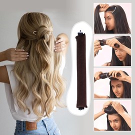 Pack of 3 Heatless Curls, Flexi Rods with Hooks, Overnight, for Different Hair Types, Long and Short Hair (Coffee Colour, M)