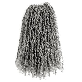 LOCSBYHAND 14 Inch 10 Packs Yanky Twist Crochet Hair Pre-twisted Gray Kinky Mini Spring Twist Plus Small Curly Senegalese Twist Braids (Grey)