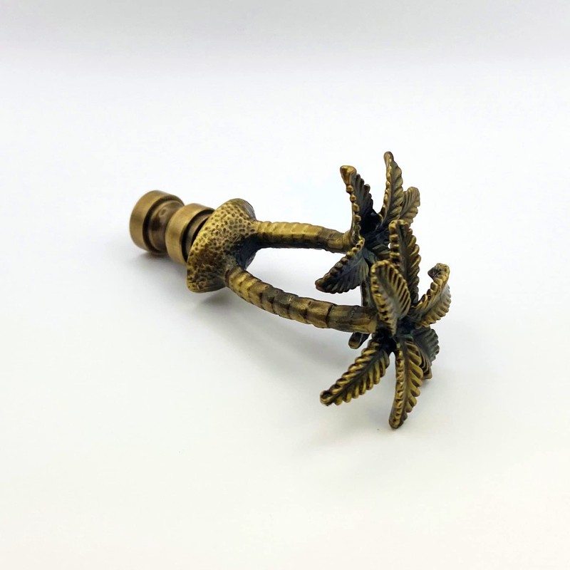 Lamp Finial-Coconut Palm Tree-Antique Brass Finish, Highly Detailed Metal Casting