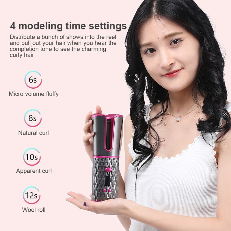 Cordless Auto Rotating Hair Curler USB Charging Hair Waver Curling