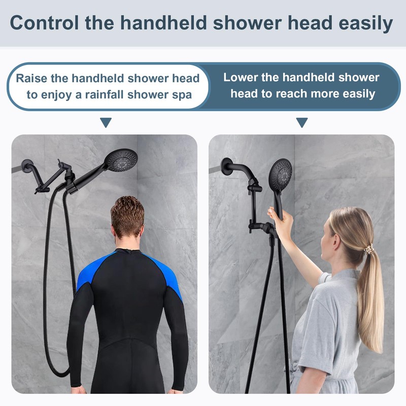 BRIGHT SHOWERS Brass Shower Arm Extender for Rain and Handheld