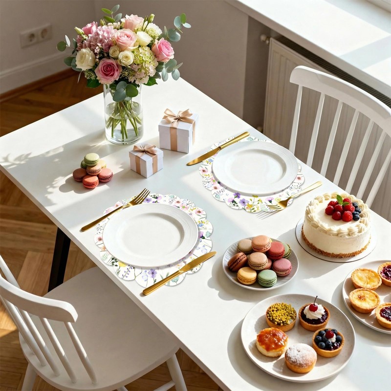 Spring Placemats Disposable 50 Pack - Watercolor Table Mats for