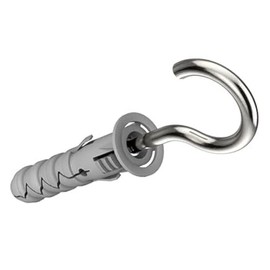 Keple C-shaped Hook Screws with Dowels 12/7.5X97, Eye Screws, Self Tapping C Hooks and Nylon Rawl Fixings, Universal Expansion Dowels and Wall Hooks (Pack of 10)