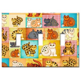 Art Plates - Cat Collage Switch Plate - Triple Toggle