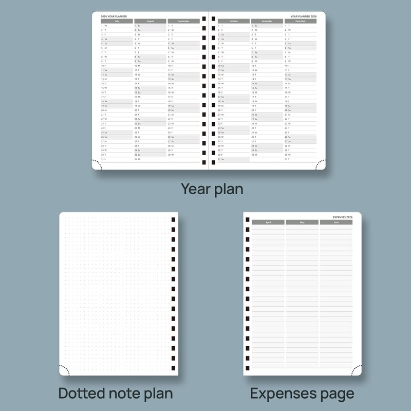 POPRUN 2026 Weekly Planner A5 (21.5 x 16 cm) Spiral