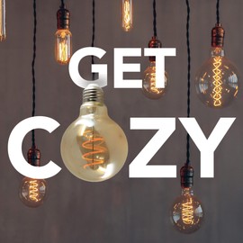 NorbCOZY G40/G125 Vintage-Style LED Bulb - Large Globe 4W Clear Glass, Candlelight Spectrum with Firelight Hue, for Cozy Mood and Relaxation, Dimmable, Decorative, E26 Base, Warm Light (2-Pack)