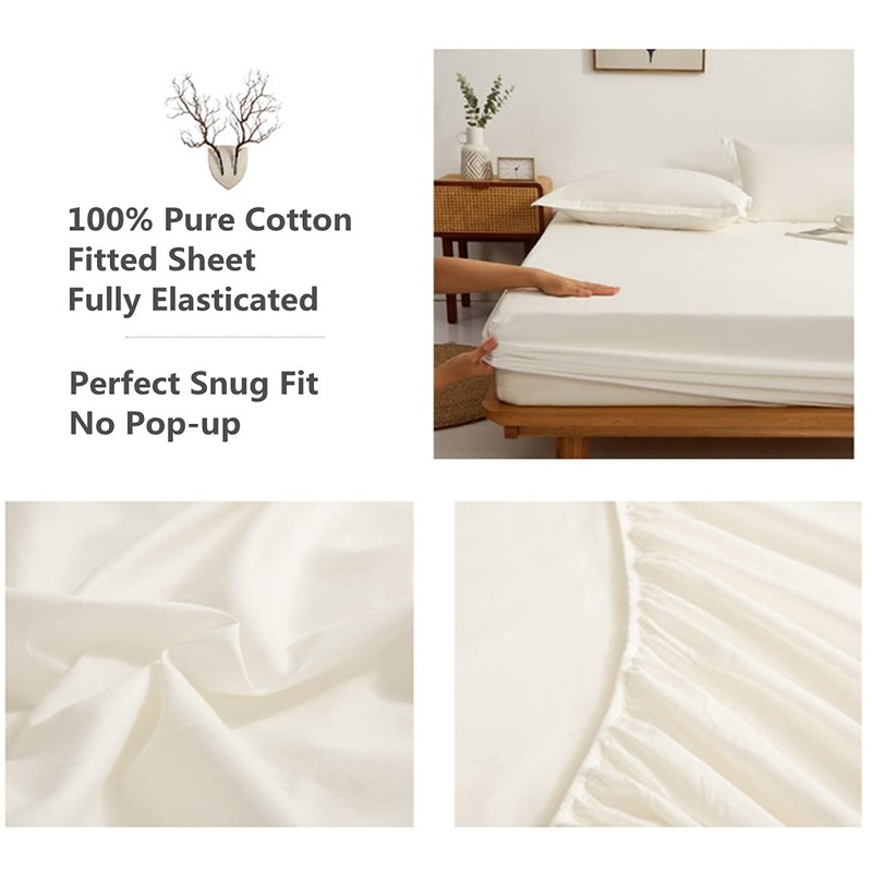 INJOY HOME DECOR 100% Pure Cotton Fully Fitted Sheet Double