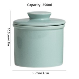 With lid French Butter Crock For Counter On Demand Spreadable Kitchen Butter Ceramic Bell Style Aesthetic Containers Utensils Handy - Color: Blue