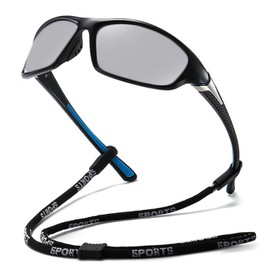 with Full lens Readers Wrap Around Sport Magnifying Safety Reading Glasses photochromic Goggles with Readers　for Men (black blue, 1.25, x)