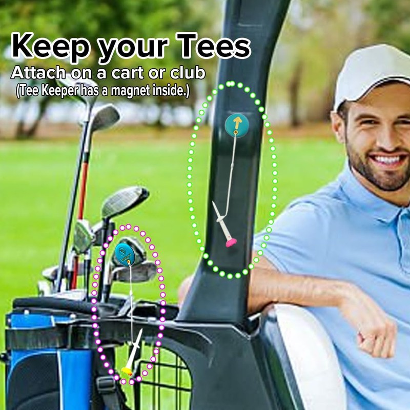 BIRDIE79 Big Easy Golf Tees with Magnetic Tee Keeper, Adjustable